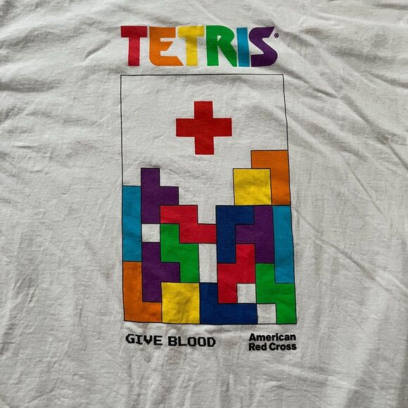 American Red Cross Tetris 40th Anniversary Hanes White T Shirt Mens Size XL - Picture 2 of 6